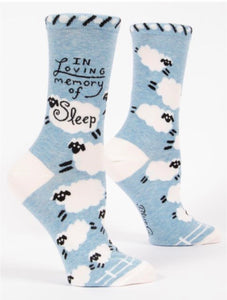 In Loving Memory of Sleep Women's Crew Novelty Socks