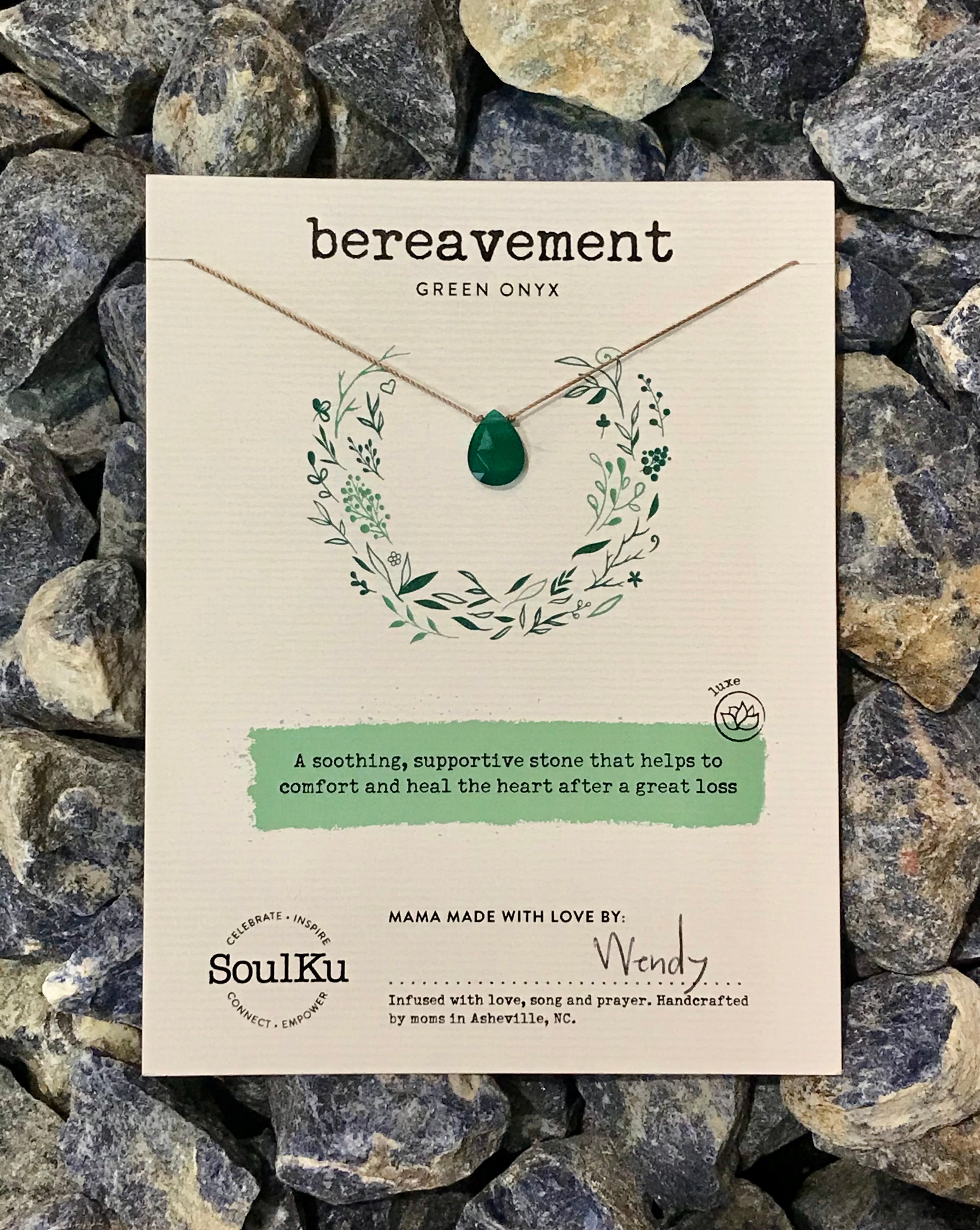SoulKu Green Onyx Luxe Necklace for Bereavement