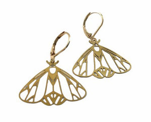 Dream Spirit Brass Moth Earrings