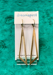 Dream Spirit Brass Long Triangle Earrings