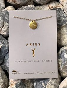 Lucky Feather Zodiac Necklace - Aries